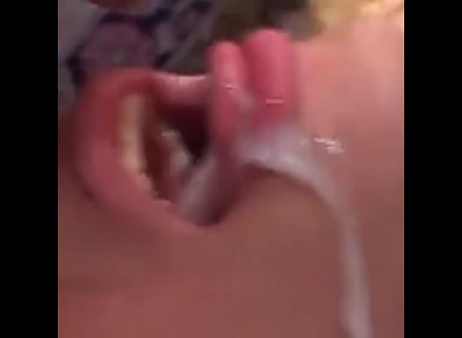 Video :Sexy girl with thick white cum in her mouth